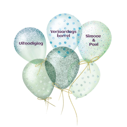 Uitnodiging voor een verjaardag feestje of borrel met ballonnen