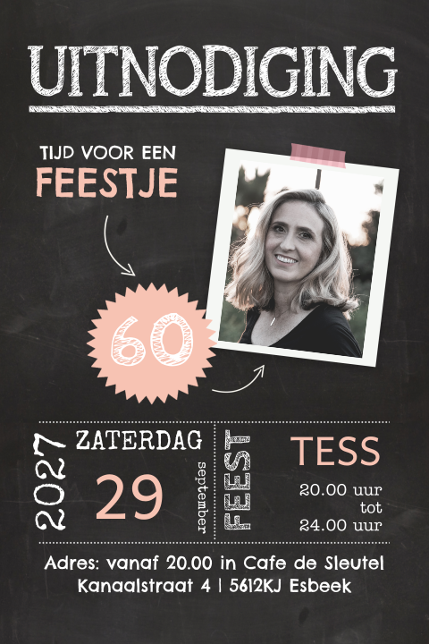 Uitnodiging 60e verjaardag met portretfoto vrouw