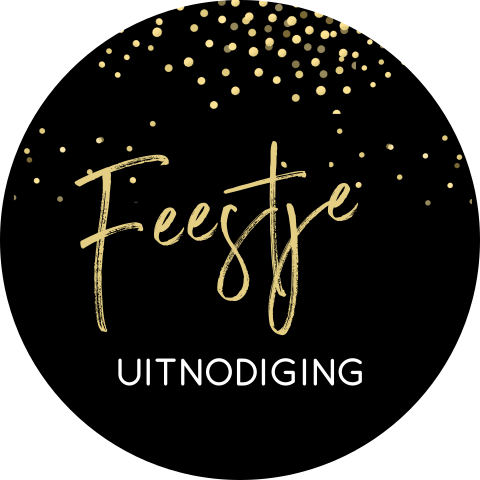 Uitnodiging sticker goudlook confetti feestje