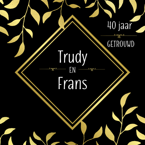 Uitnodiging 40 jarig jubileumfeest subtiel Art deco tintje