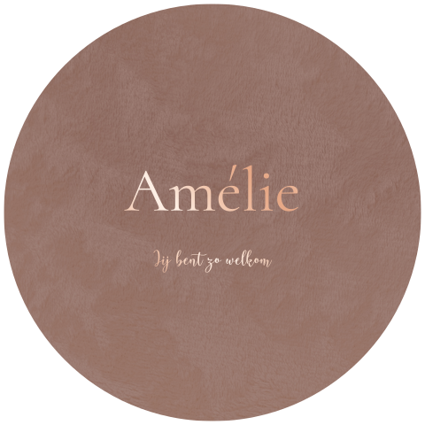 Geboortekaartje meisje ronde vorm rosefolie