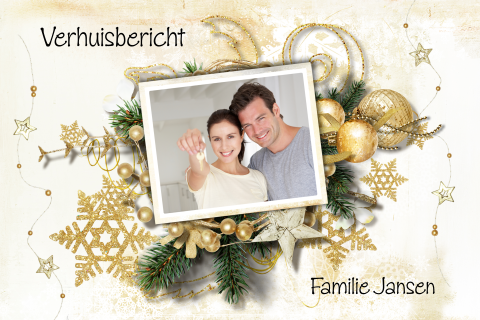 Kerst Verhuiskaart klassiek goudlook