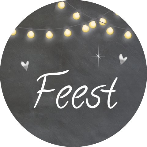 Sluitzegel krijtbord met typografie en lichtslinger