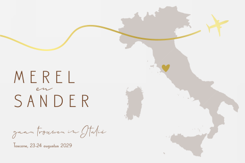 Trouwkaart kaart van Italie bruiloft in Italie