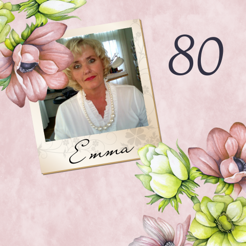 80e verjaardag uitnodiging met foto en anemoon
