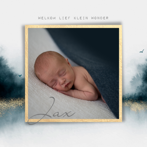 Foto geboortekaartje voor jongens met navy blauw