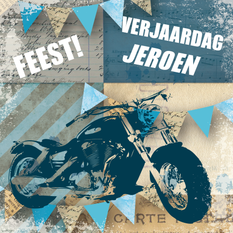 Uitnodiging verjaardagsfeest man stoere motor
