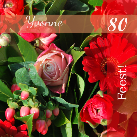 Uitnodiging verjaardag 80 jaar kleurrijke bloem 