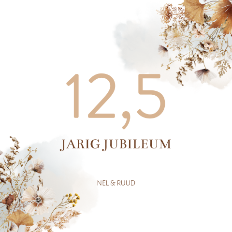12,5 jarig jubileum uitnodiging veldbloemen watercolor