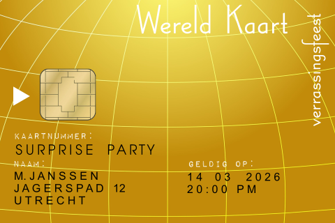 Grappige uitnodiging voor een verrassingsfeest in pinpas look