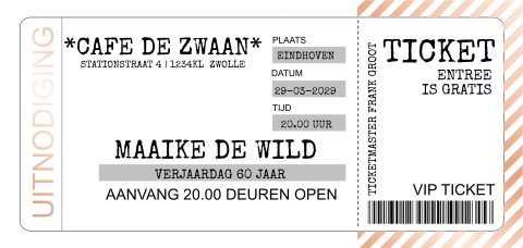 Hippe uitnodiging 60e verjaardag in ticket foliedruk