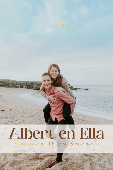 Trouwkaart uitnodiging boho stijl met eigen foto