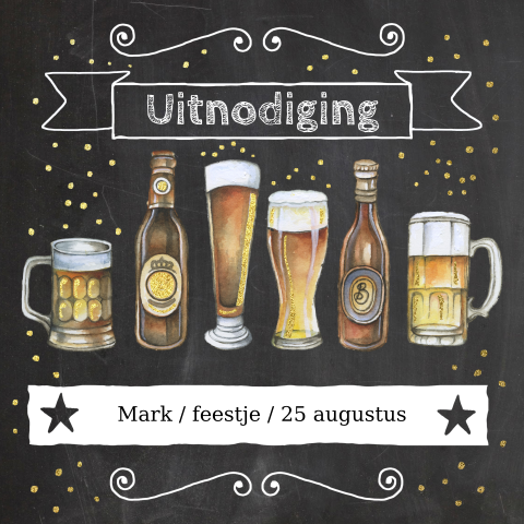 Uitnodiging verjaardag op krijtbord bierfeest man