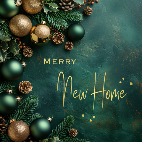 Kerst Verhuiskaart groen goud