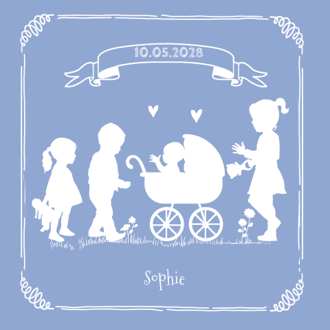 Geboortekaartje vierde kindje meisje in pastel paars