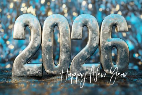 Nieuwjaarskaart met jaartal in hippe zilveren kleur