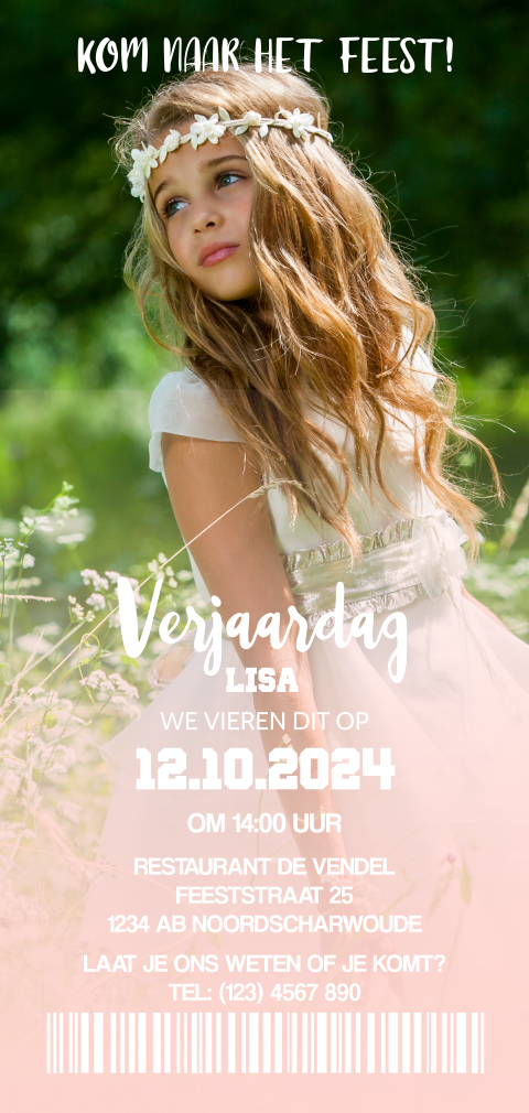 Mooie verjaardag uitnodiging ticket thema meisje