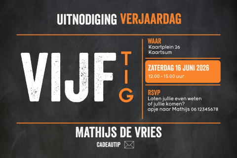 50 jaar uitnodiging stoer met krijtbord achtergrond