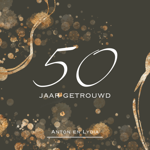 50 jaar huwelijksjubileum uitnodiging bruin confetti