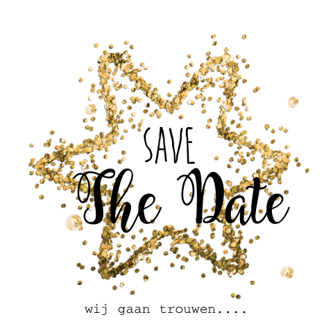 Save the date kerstkaart met glitter ster gooud