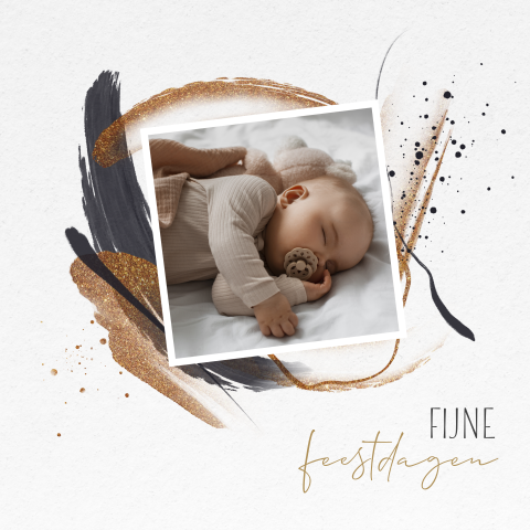 Kerstkaart brushstrokes en spetters met eigen foto