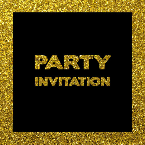 Goud zwart gekleurde glitter party uitnodiging feestje