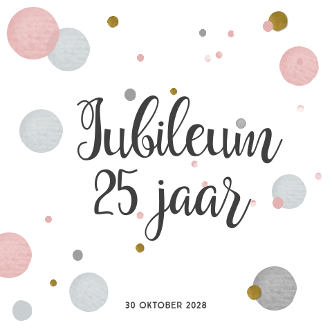 Feestelijke 25 jarig jubileum uitnodiging met confetti 