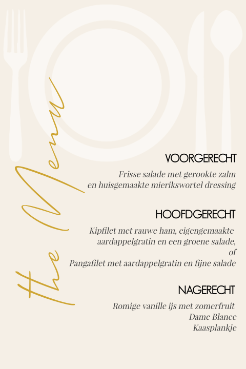 Moderne Menukaart Diner met mooie typografie