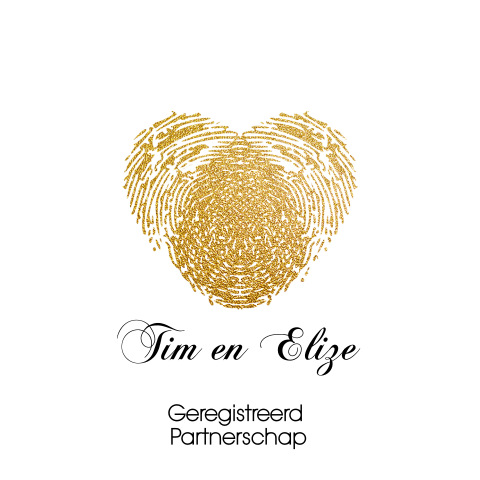 Mooie kaart Geregistreerd Partnerschap met goud gekleurde vingerafdruk