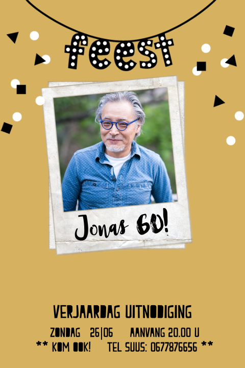 Toffe confetti uitnodiging voor een 60e verjaardag party