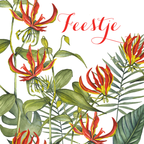 Uitnodiging tropische bloemen