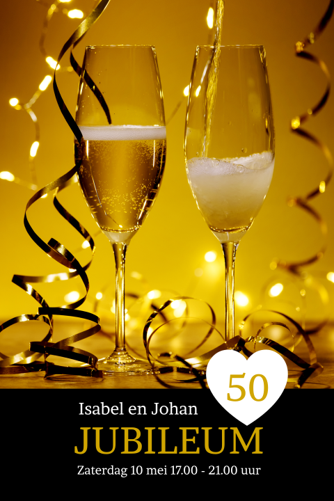 Jubileum uitnodiging Champagne 50 jaar getrouwd