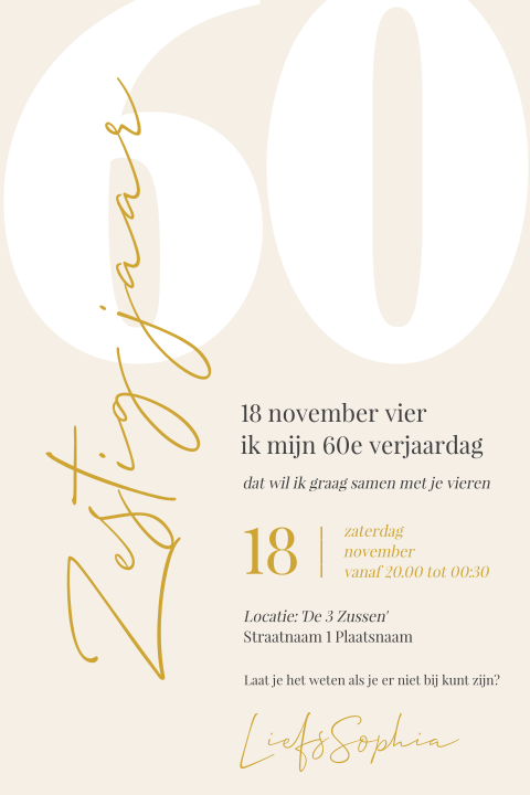 Moderne Uitnodiging 60 jaar vrouw stijlvol design