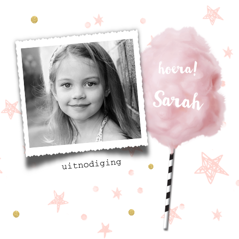 Leuke uitnodiging kinderfeestje meisje met foto