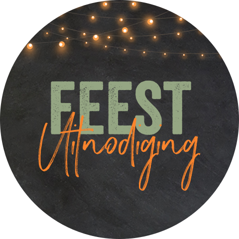 Sticker verjaardagsuitnodiging krijtbord en lampjes