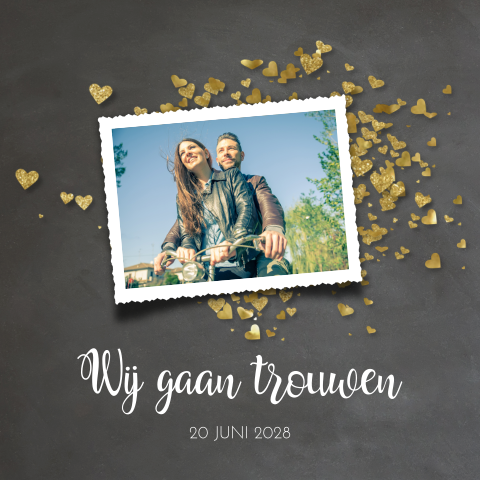 Hippe foto trouwkaart wij gaan trouwen