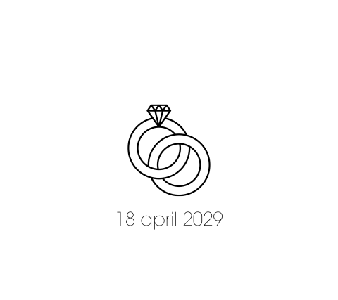 Hartjes label voor aan trouwkaart