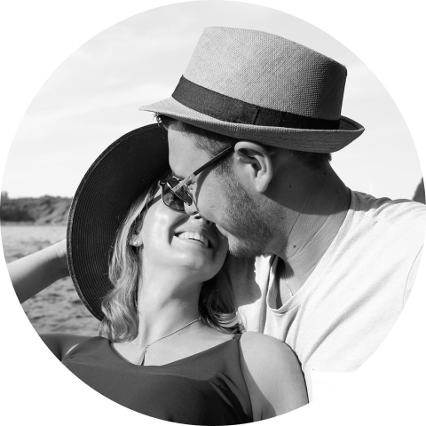 Rond labeltje met eigen foto voor aan je trouwkaart