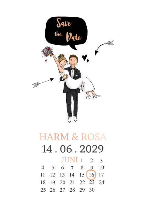 Save the date aanstaand bruidspaar foliedruk