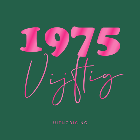 Vrolijke uitnodiging vrouw voor een 50ste verjaardag hoogglans 