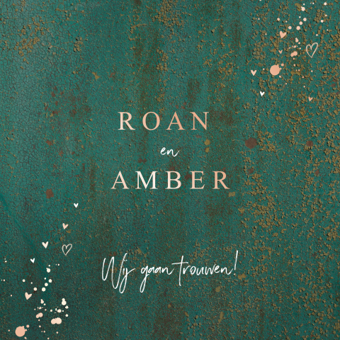 Trouwkaart groene verf achtergrond