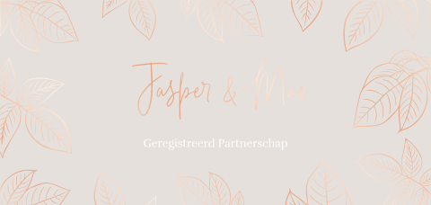 Geregistreerd partnerschap met bladeren in glimmend roséfolie