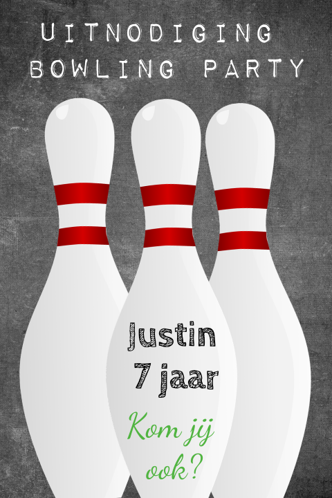 Uitnodiging kinderfeestje om te gaan bowlen