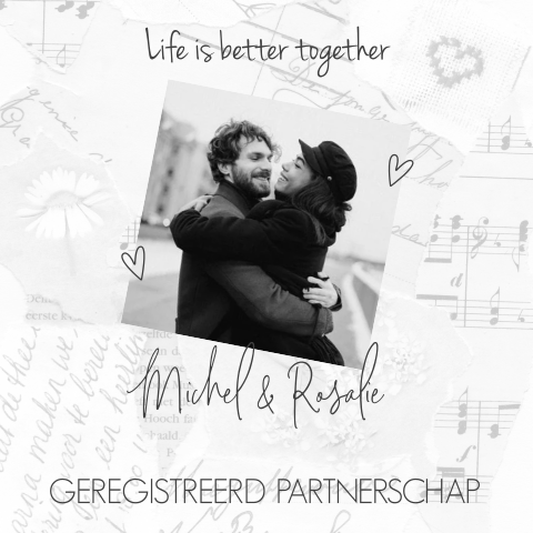 Uitnodiging Partnerschap foto zwart wit