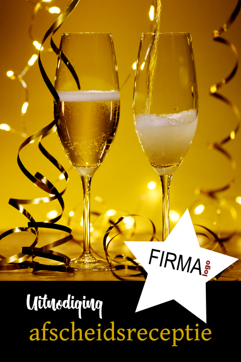 Uitnodiging afscheidsreceptie met champagne