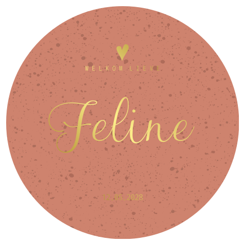 Gestanst rond geboortekaartje meisje oud rood met dots