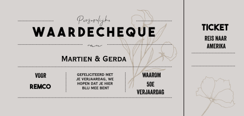 Waardecheque om iets cadeau te geven aan iemand