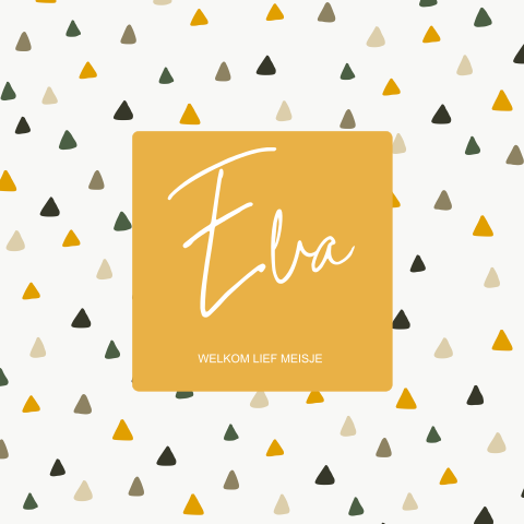 Geboortekaartje driehoekjes meisje in frisse kleuren