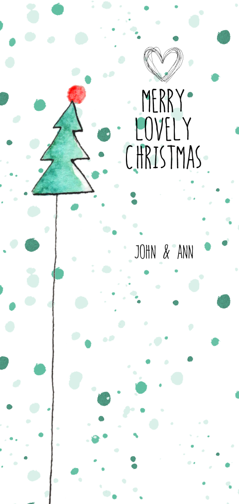 Kerstkaart lang kerstboom illustratie grappig