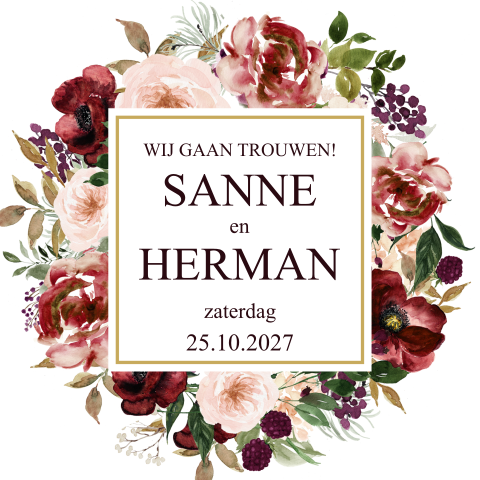 Trouwkaart herfstkleuren bloemen trouwen herfst